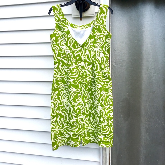 Karen Warren Sleeveless 100% Linen Spring Green Lined Sheath Dress. Sz 6 - Picture 3 of 9